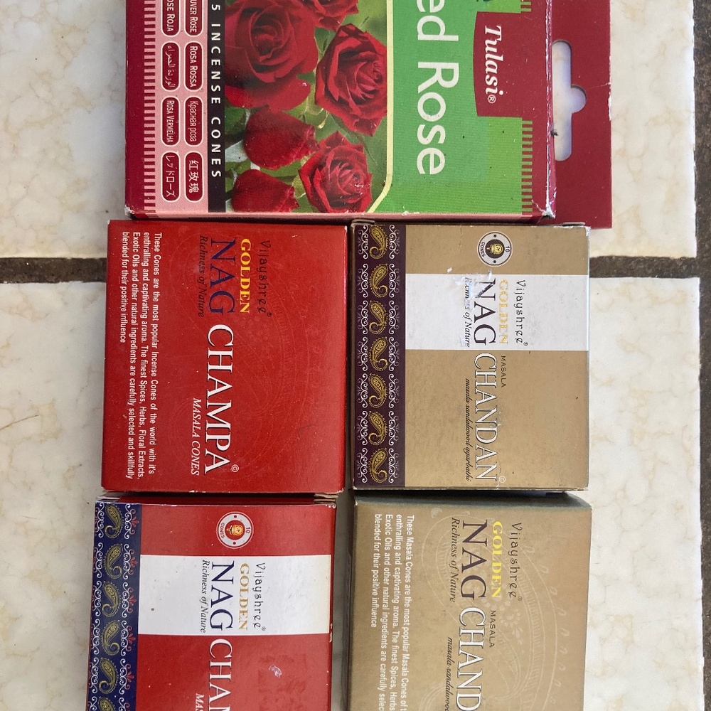 5 assorted incense set nag and champa rose perfume